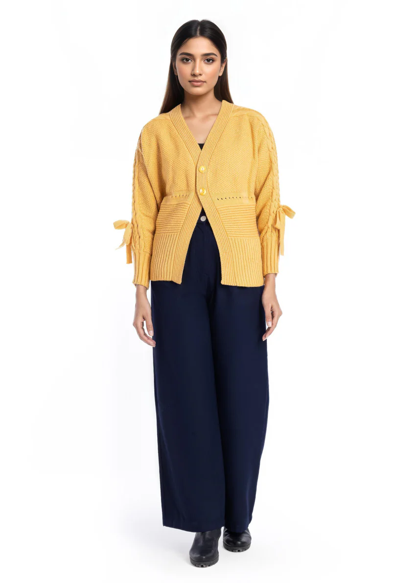 Gold-V-Cardigan Full Sleeves Sweater (25Y-001-67)