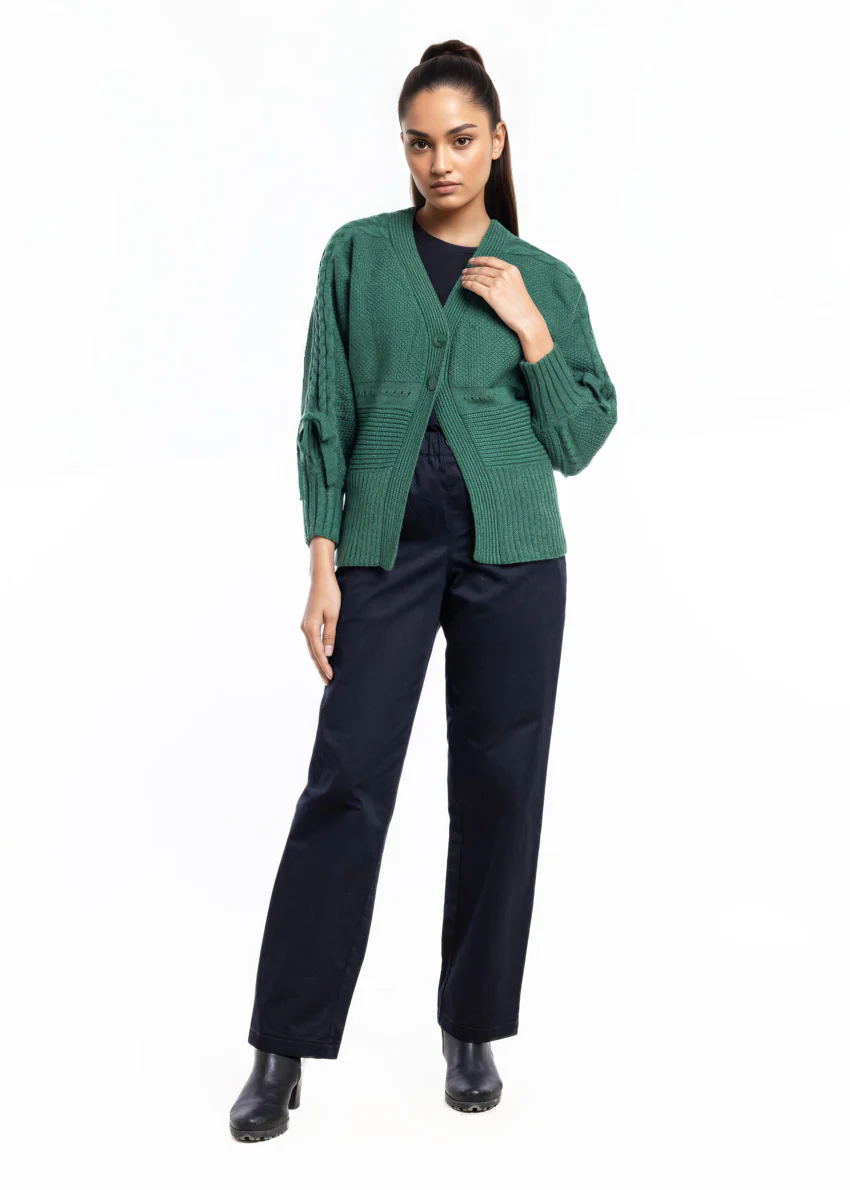 Green-V-Cardigan Full Sleeves Sweater (25Y-001-67) - Image 4