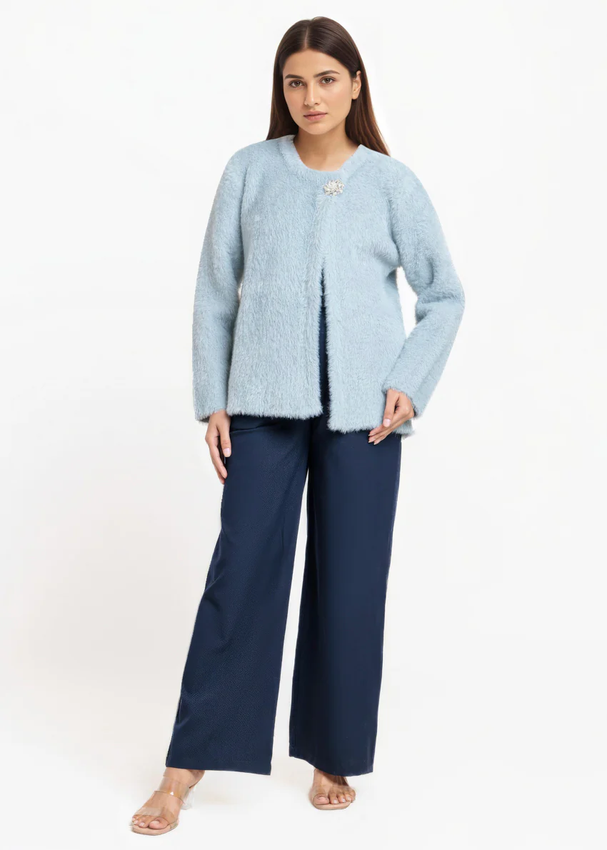 Grey-Round Neck Full Sleeves Cardigan Sweater (25Y-003-67) - Image 2