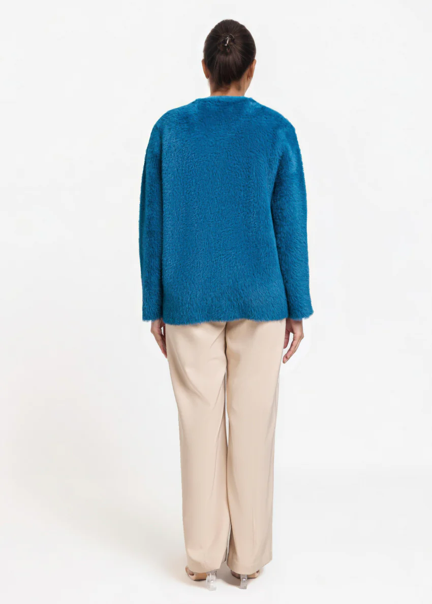 Teal-Round Neck Full Sleeves Cardigan Sweater (25Y-003-67) - Image 2