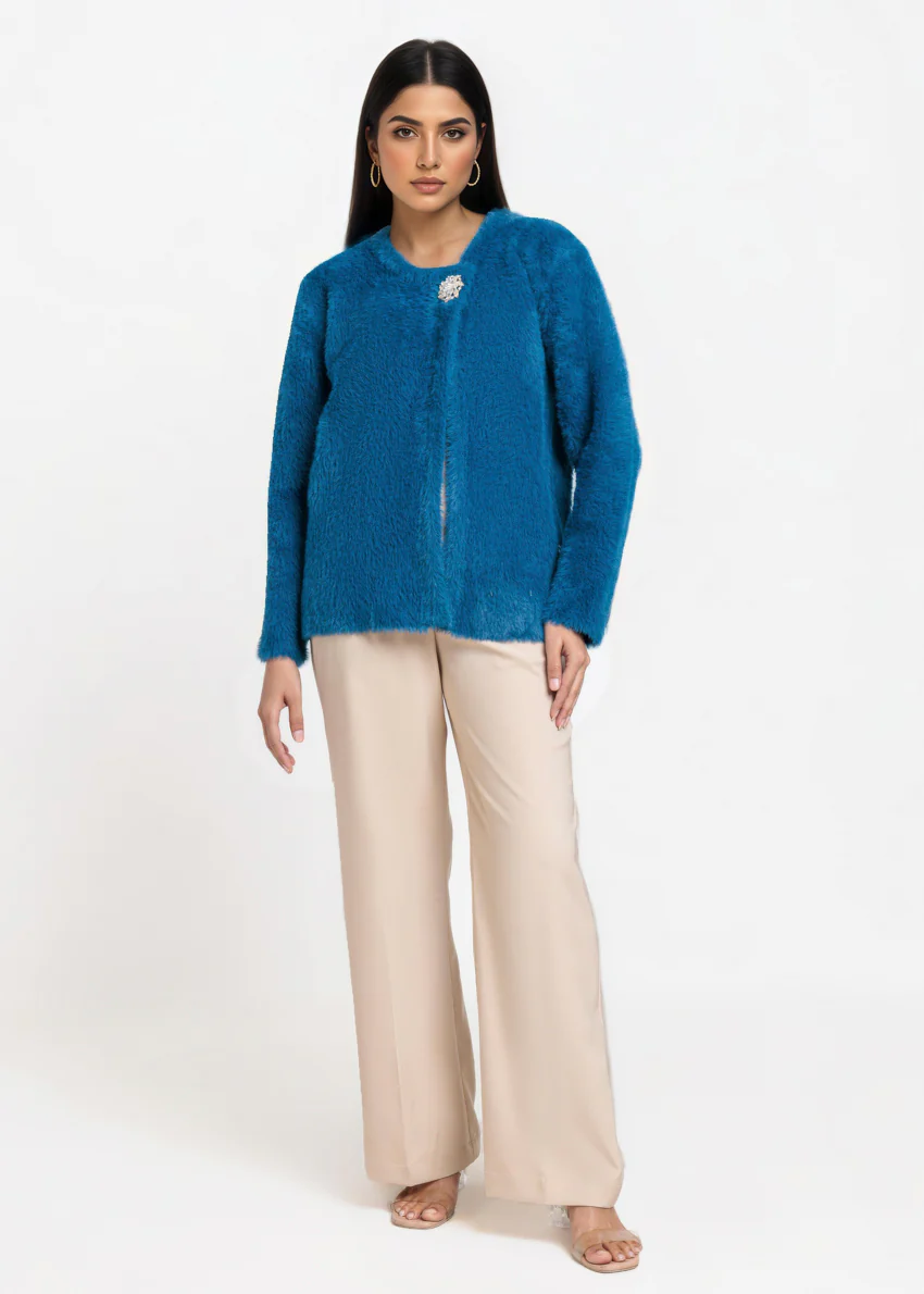 Teal-Round Neck Full Sleeves Cardigan Sweater (25Y-003-67) - Image 3