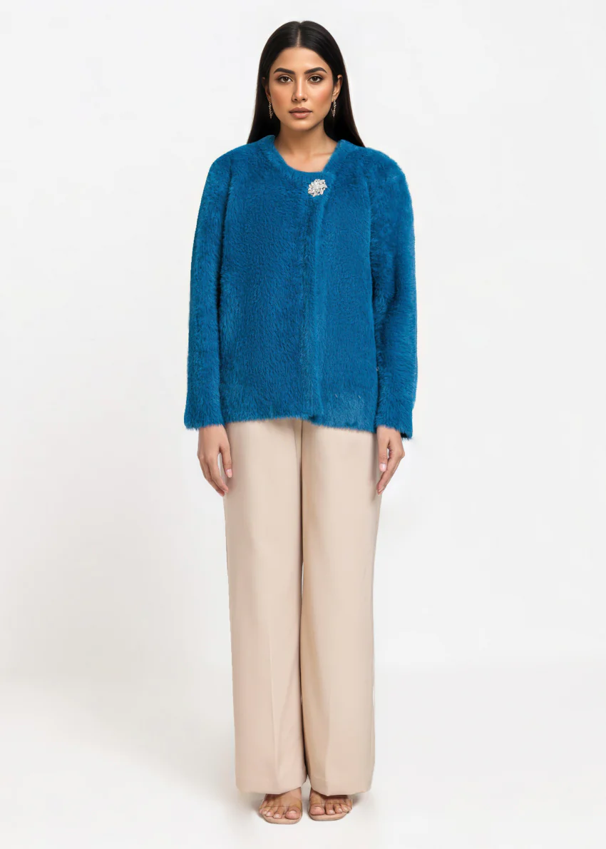 Teal-Round Neck Full Sleeves Cardigan Sweater (25Y-003-67) - Image 5