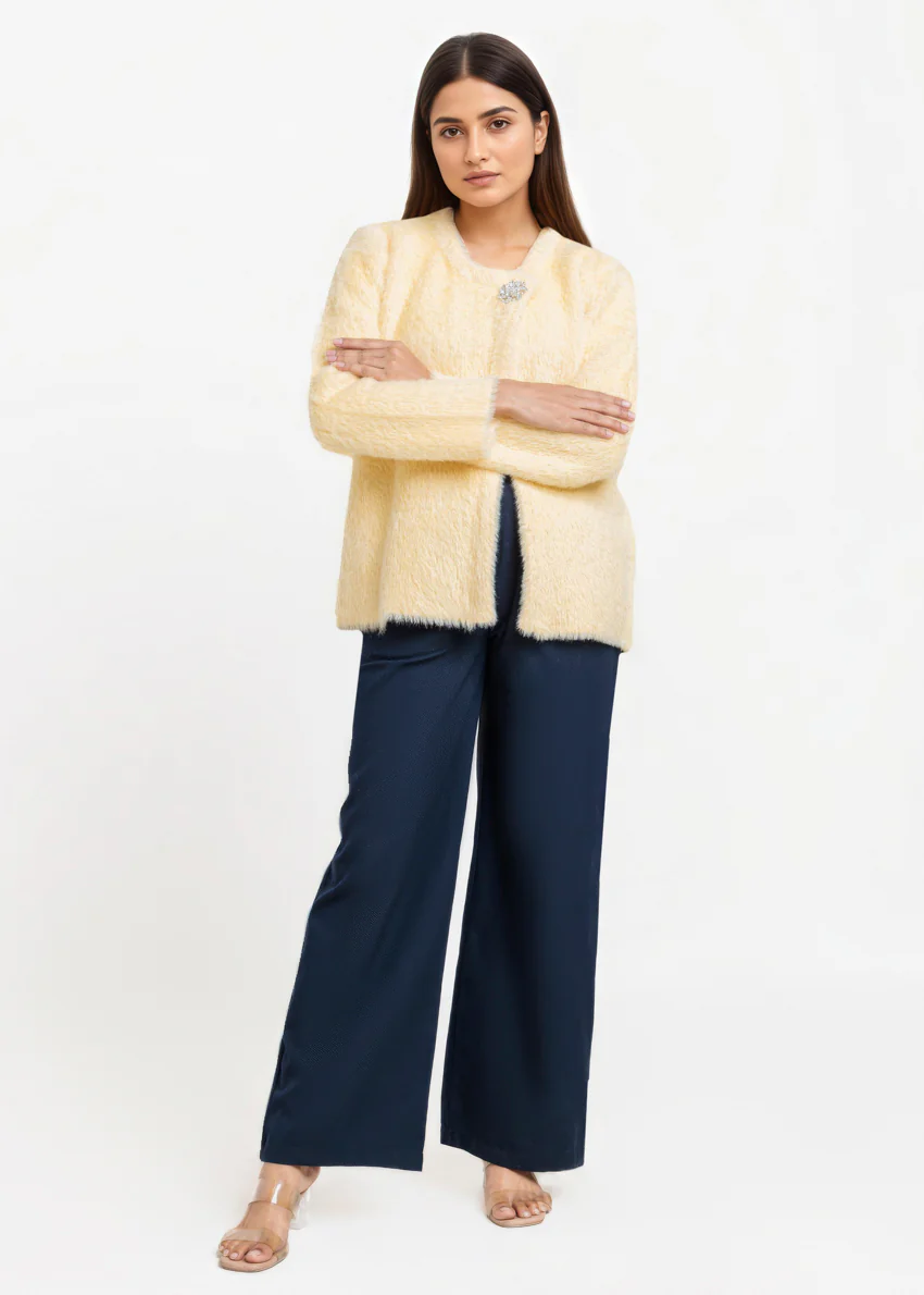 Yellow-Round Neck Full Sleeves Cardigan Sweater (25Y-003-67) - Image 3