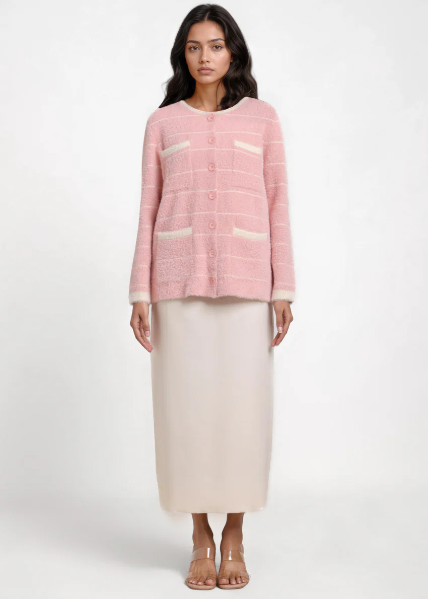 Pink-Round Neck Full Sleeves Cardigan Sweater (25Y-004-67) - Image 3
