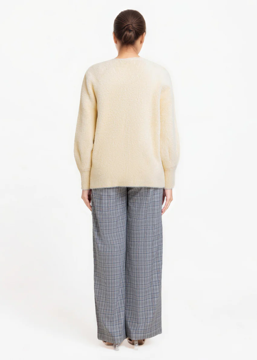 Cream-Round Neck Full Sleeves Cardigan Sweater (25Y-005-67) - Image 2