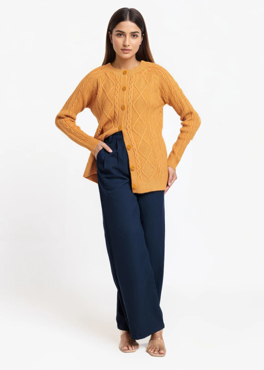 Golden-Round Neck Full Sleeves Cardigan Sweater (25Y-006-67) - Image 3