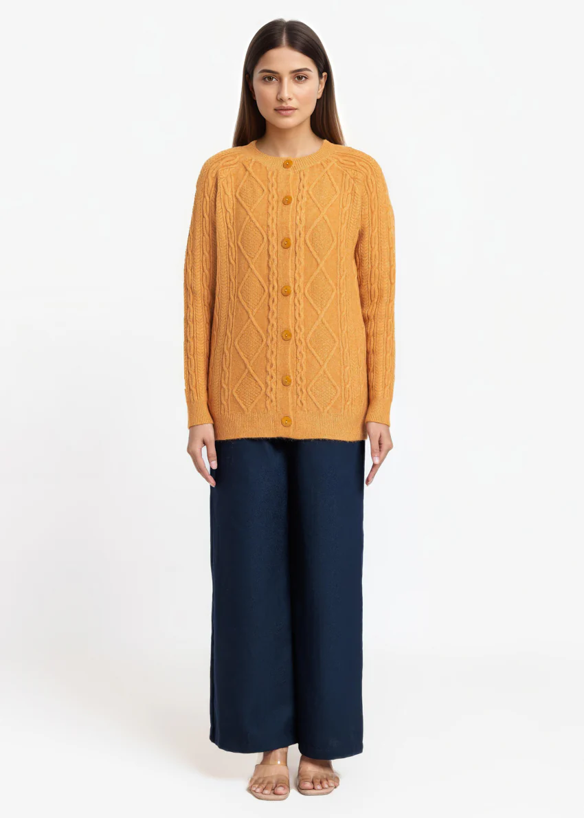 Golden-Round Neck Full Sleeves Cardigan Sweater (25Y-006-67) - Image 4