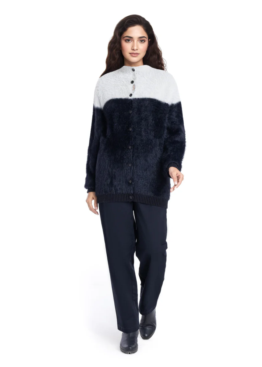 Black-Round Neck Cardigan Full Sleeves Sweater (25Y-007-67) - Image 4