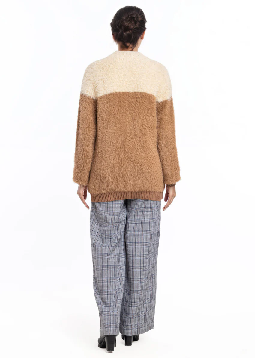 Brown-Round Neck Cardigan Full Sleeves Sweater (25Y-007-67) - Image 2