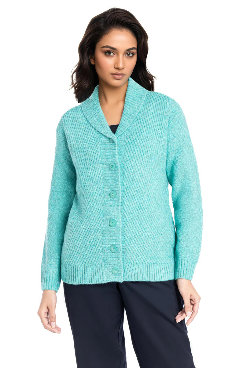 Green-Shawl Collar Full Sleeves Cardigan Sweater (25Y-008-67) - Image 5