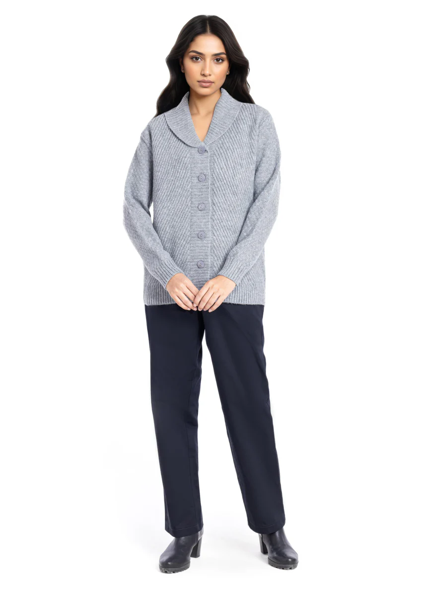 Grey-Shawl Collar Full Sleeves Cardigan Sweater (25Y-008-67) - Image 5