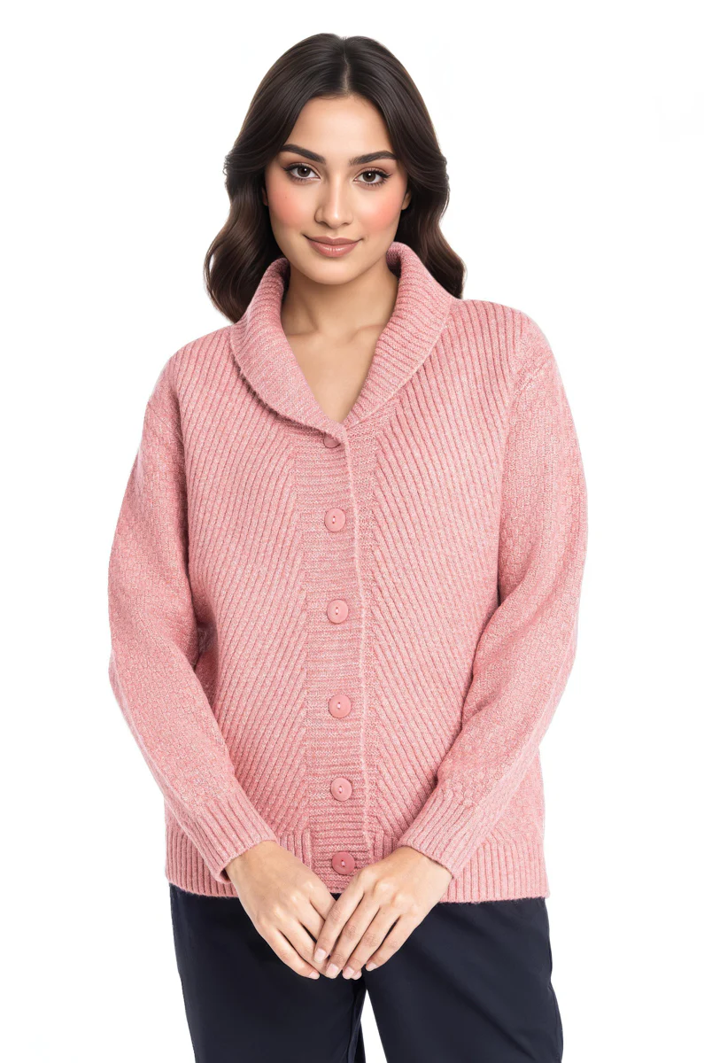 Rose-Shawl Collar Full Sleeves Cardigan Sweater (25Y-008-67) - Image 4