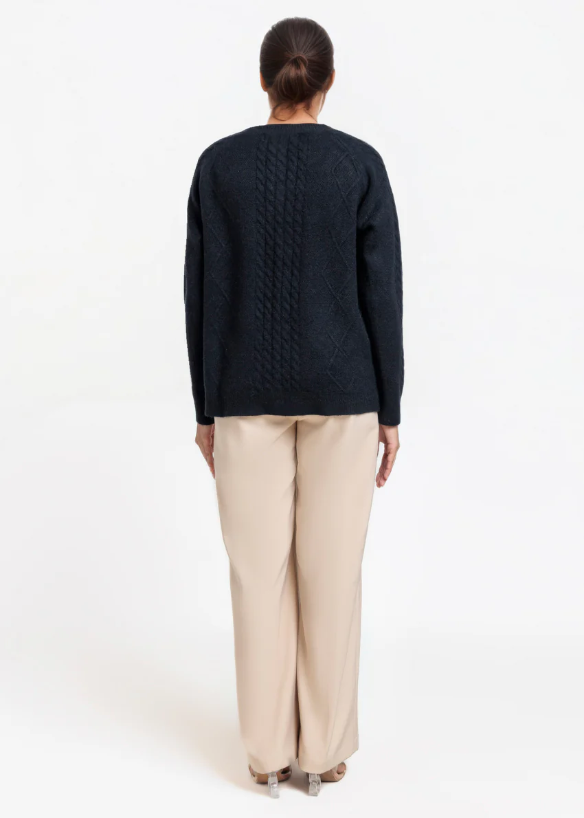 Black-Round Neck Full Sleeves Cardigan Sweater (25Y-009-67) - Image 2