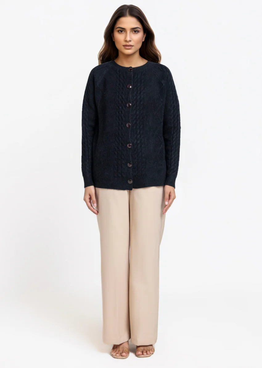 Black-Round Neck Full Sleeves Cardigan Sweater (25Y-009-67) - Image 5