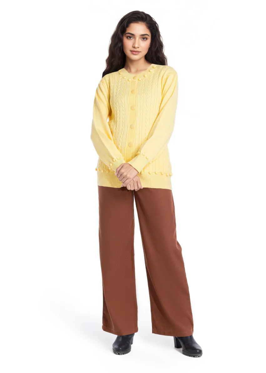 Lemon-Round Neck Full Sleeves Cardigan Sweater (25Y-010-67) - Image 3