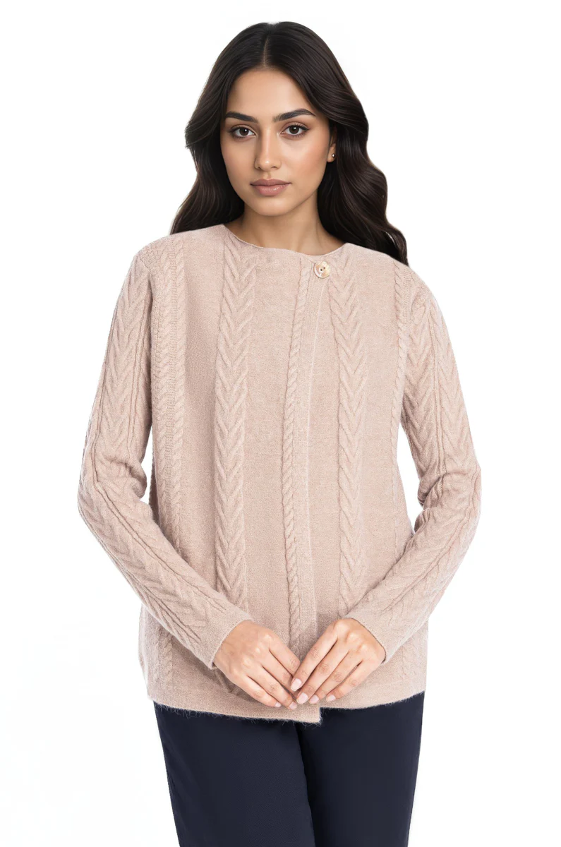 Beige-Cardigan Full Sleeves Sweater (25Y-013-67) - Image 3