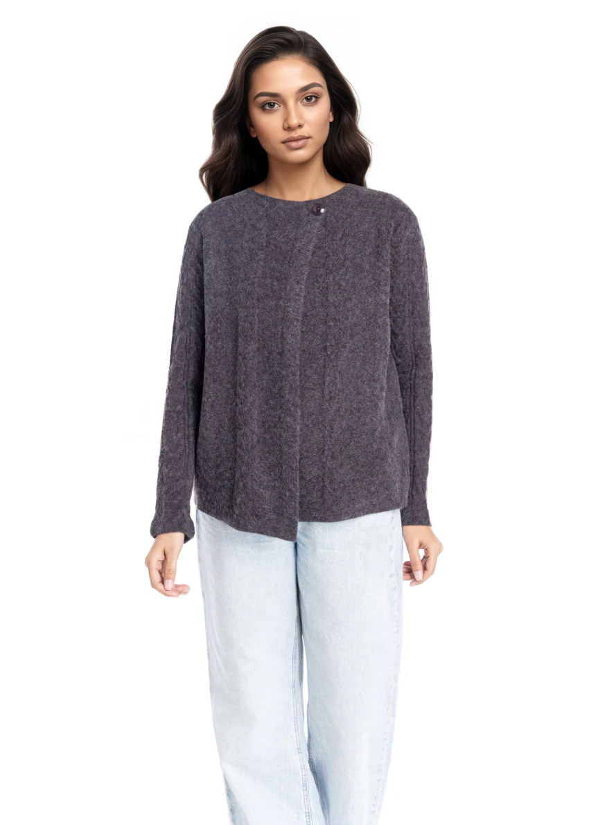 Charcoal-Cardigan Full Sleeves Sweater (25Y-013-67) - Image 4