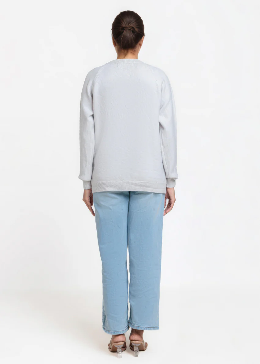 A-Grey-Round Neck Full Sleeves Cardigan Sweater (25Y-014-67) - Image 2