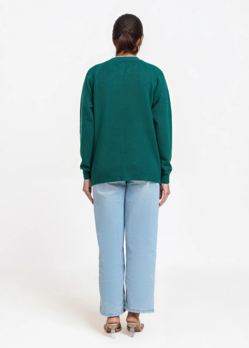 Em-Green-Round Neck Full Sleeves Cardigan Sweater (25Y-014-67) - Image 2