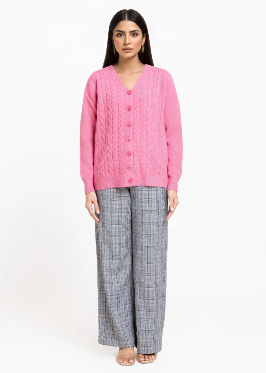 Pink-V-Cardigan Full Sleeves Sweater (25Y-015-67) - Image 3
