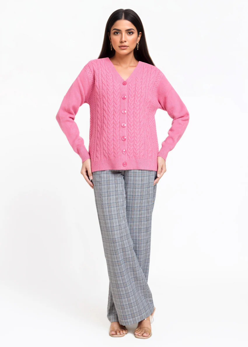 Pink-V-Cardigan Full Sleeves Sweater (25Y-015-67) - Image 4