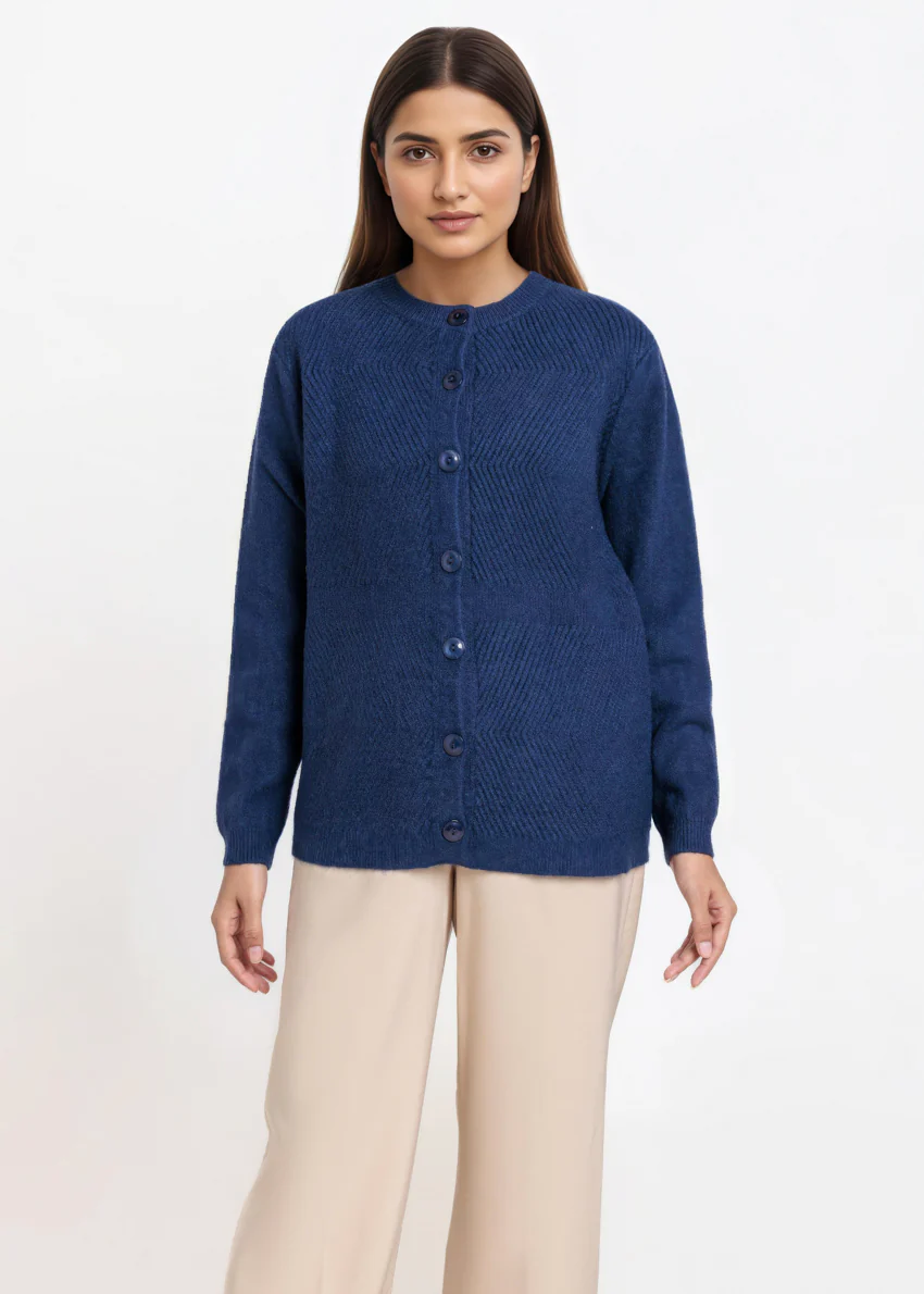 Navy-Round Neck Full Sleeves Cardigan Sweater (25Y-016-67)