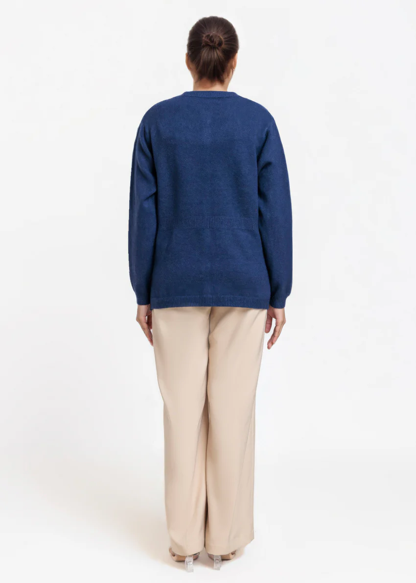 Navy-Round Neck Full Sleeves Cardigan Sweater (25Y-016-67) - Image 2