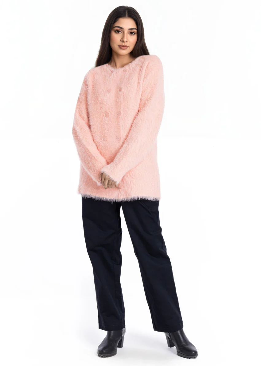 Peach-Round Neck Cardigan Full Sleeves Sweater (25Y-017-67) - Image 5