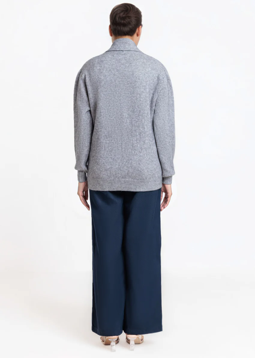 Grey-Shawl Collar Cardigan Full Sleeves Sweater (25Y-018-67) - Image 2