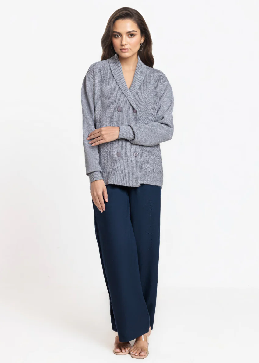Grey-Shawl Collar Cardigan Full Sleeves Sweater (25Y-018-67) - Image 5