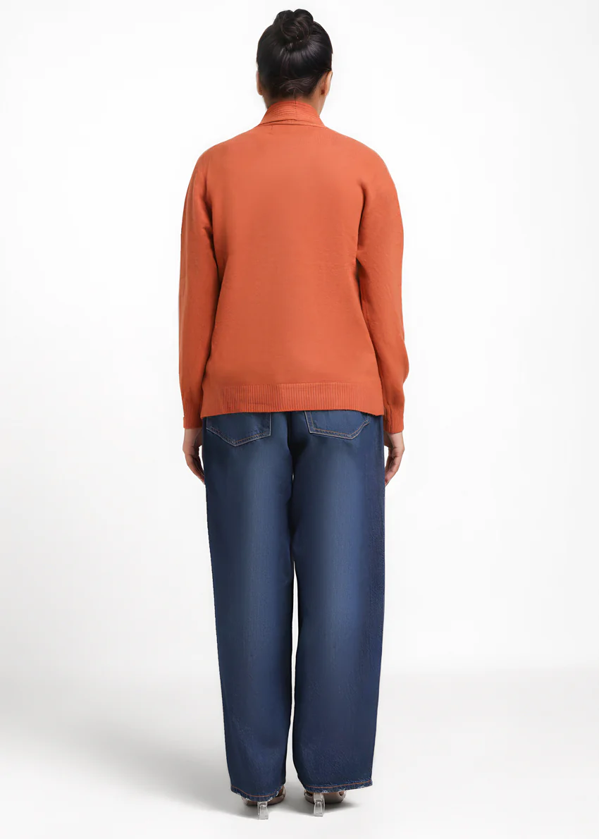 Rust-Shawl Collar Cardigan Full Sleeves Sweater (25Y-018-67) - Image 2