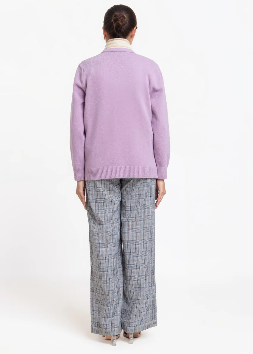 Purple-V-Cardigan Full Sleeves Sweater (25Y-019-67) - Image 2