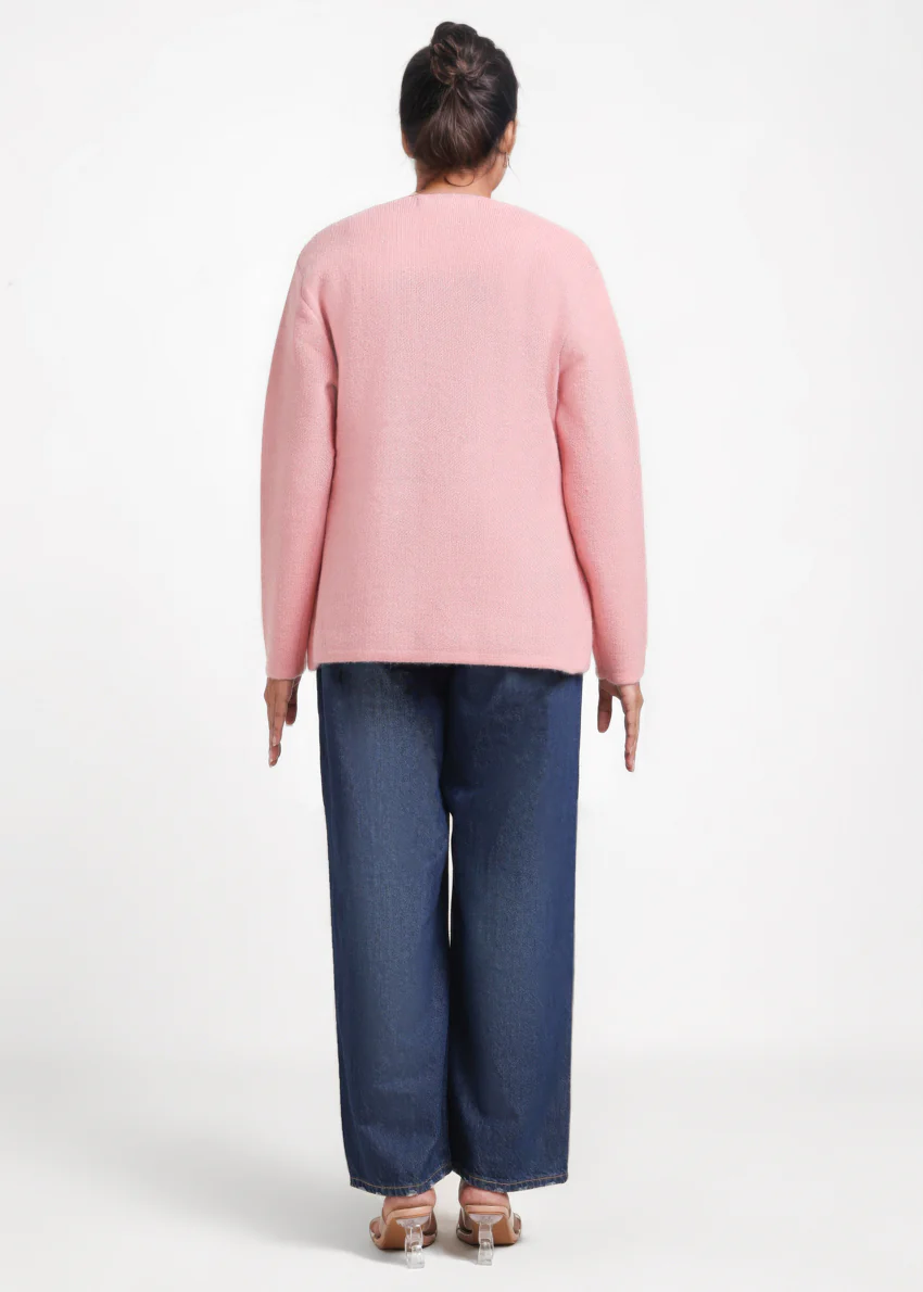 Pink-V-Cardigan Full Sleeves Sweater (25Y-022-67) - Image 2