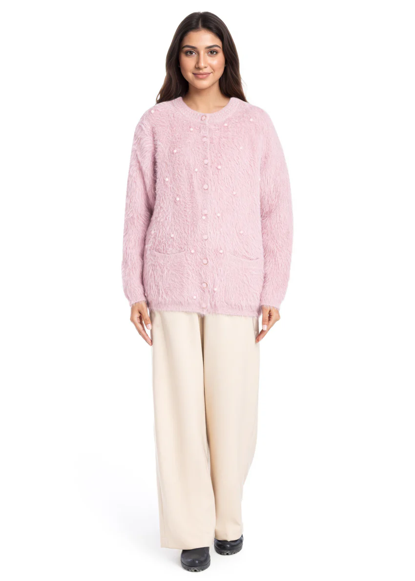 B-Pink-Round Neck Full Sleeves Cardigan Sweater (25Y-023-67) - Image 5
