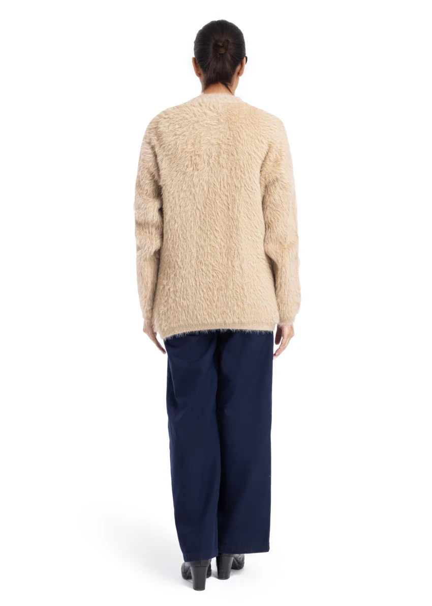 Beige-Round Neck Full Sleeves Cardigan Sweater (25Y-023-67) - Image 3