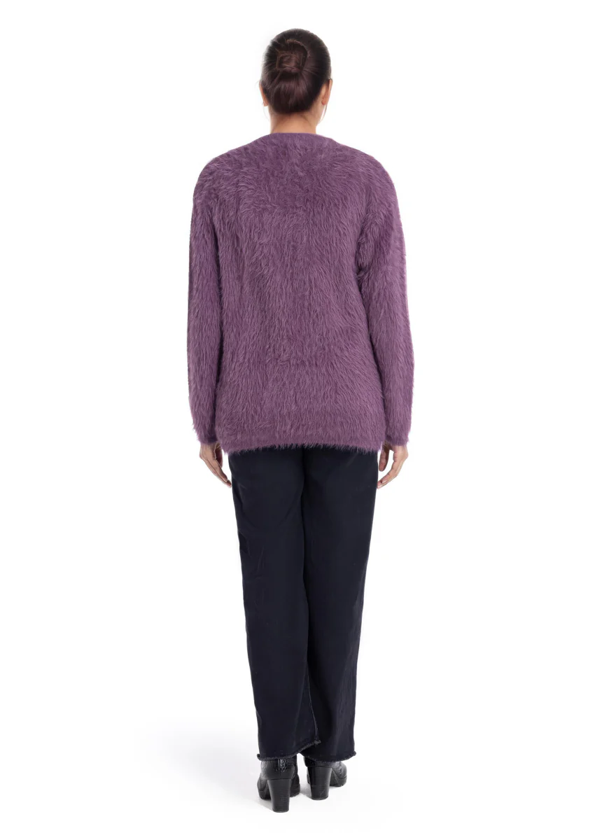 Purple-Round Neck Full Sleeves Cardigan Sweater (25Y-023-67) - Image 3