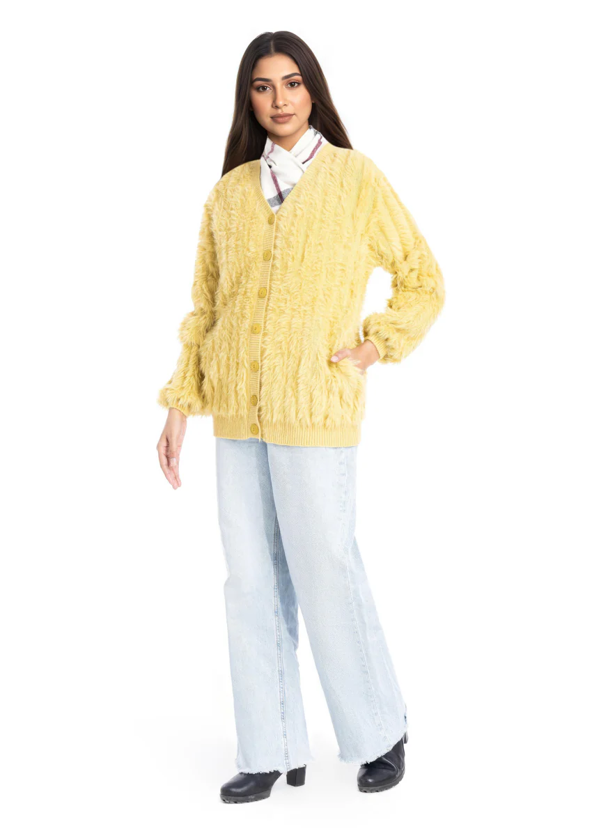 Lime-V Neck Cardigan Full Sleeves Sweater (25Y-024-67) - Image 4