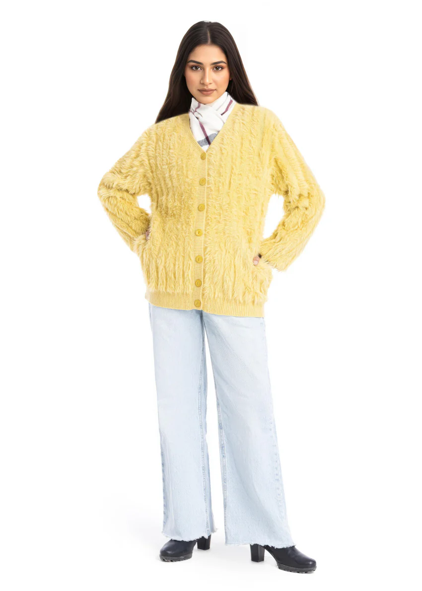 Lime-V Neck Cardigan Full Sleeves Sweater (25Y-024-67) - Image 5