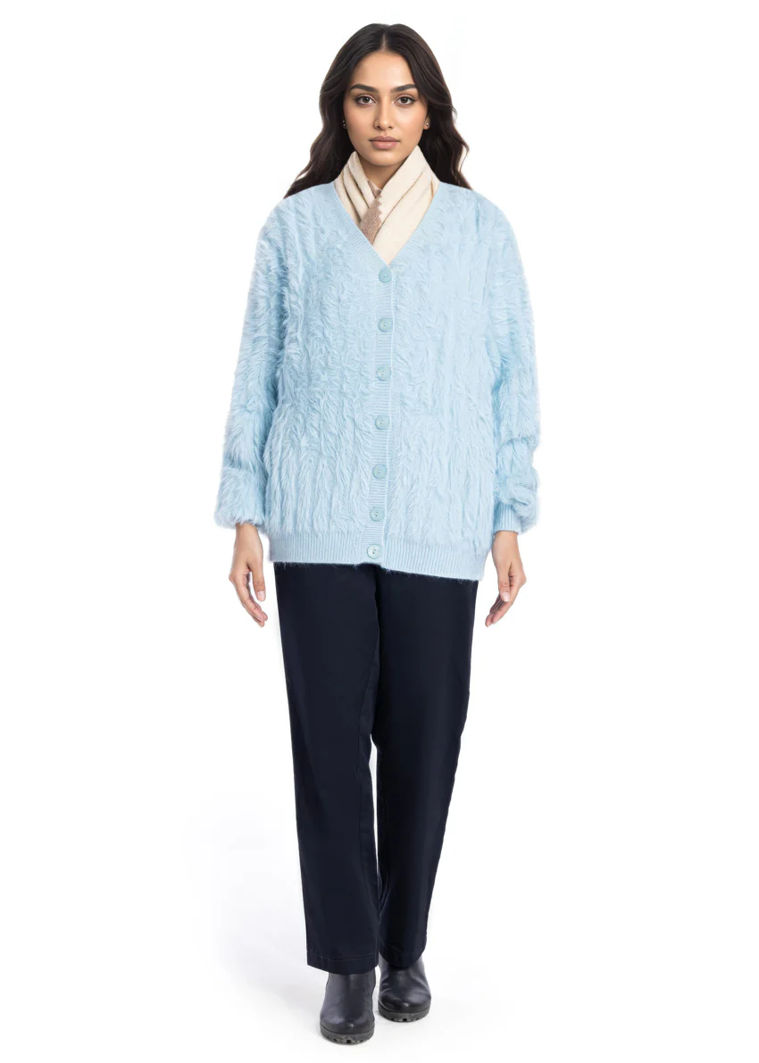 Sky-Blue-V Neck Cardigan Full Sleeves Sweater (25Y-024-67) - Image 4