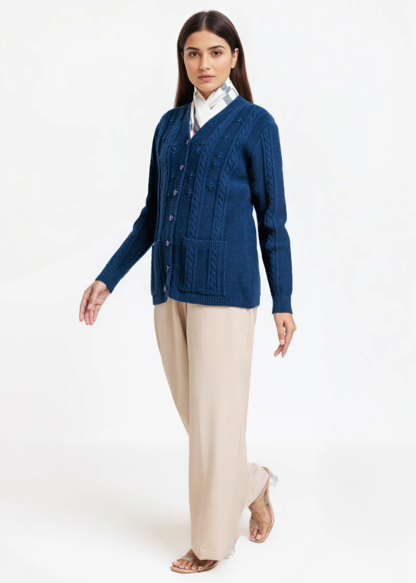 Navy-V-Cardigan Full Sleeves Sweater (25Y-025-67) - Image 4