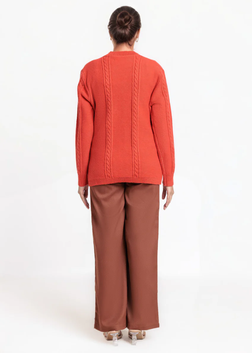 Rust-V-Cardigan Full Sleeves Sweater (25Y-025-67) - Image 2