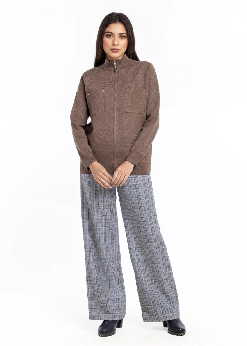 N-Brown-Turtle Neck Zipper Full Sleeves Sweater (25Y-026-67) - Image 4