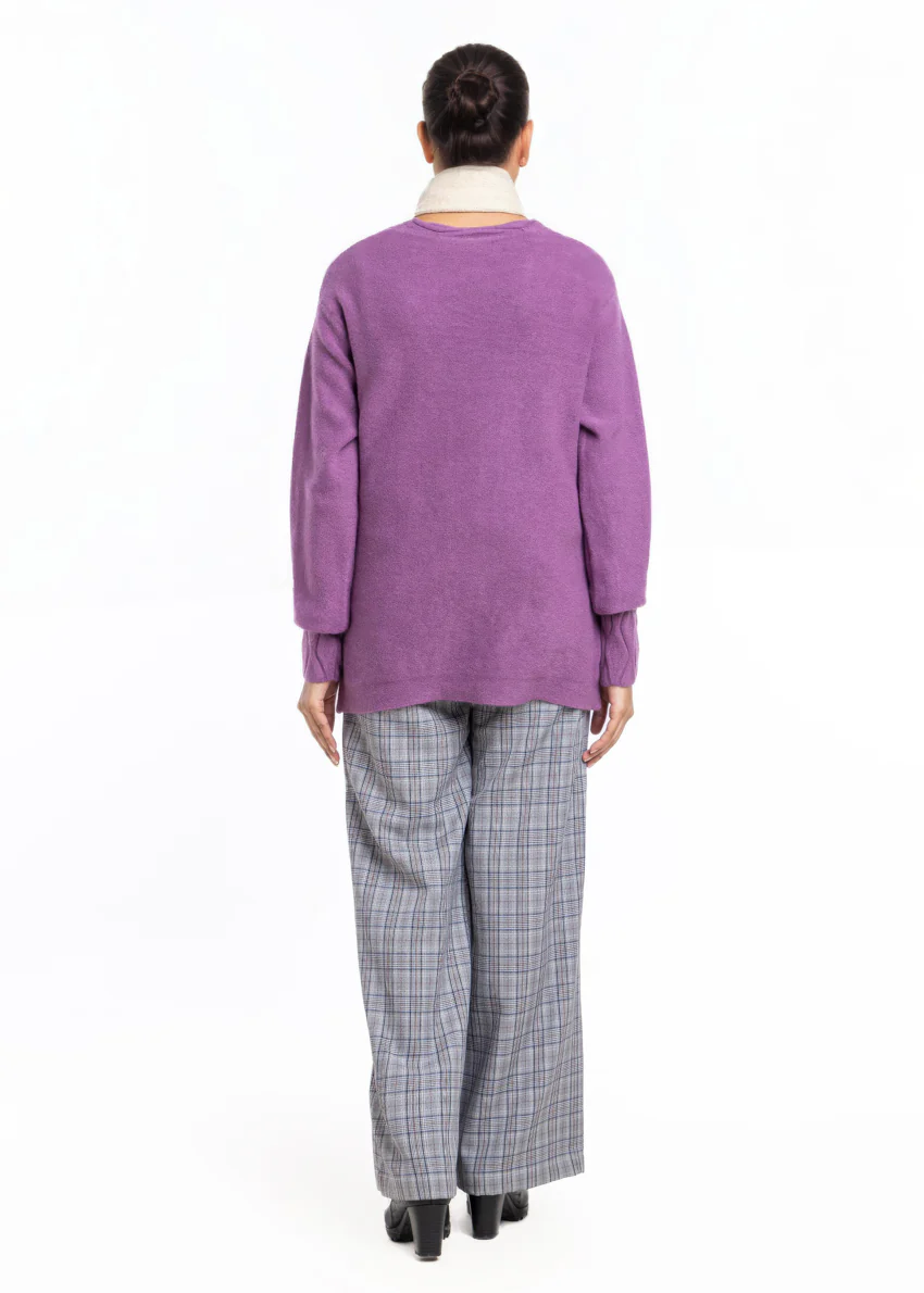 Mauve-V-Cardigan Full Sleeves Sweater (25Y-028-67) - Image 2
