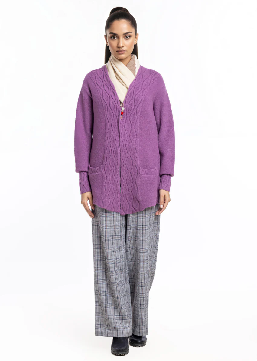 Mauve-V-Cardigan Full Sleeves Sweater (25Y-028-67) - Image 3