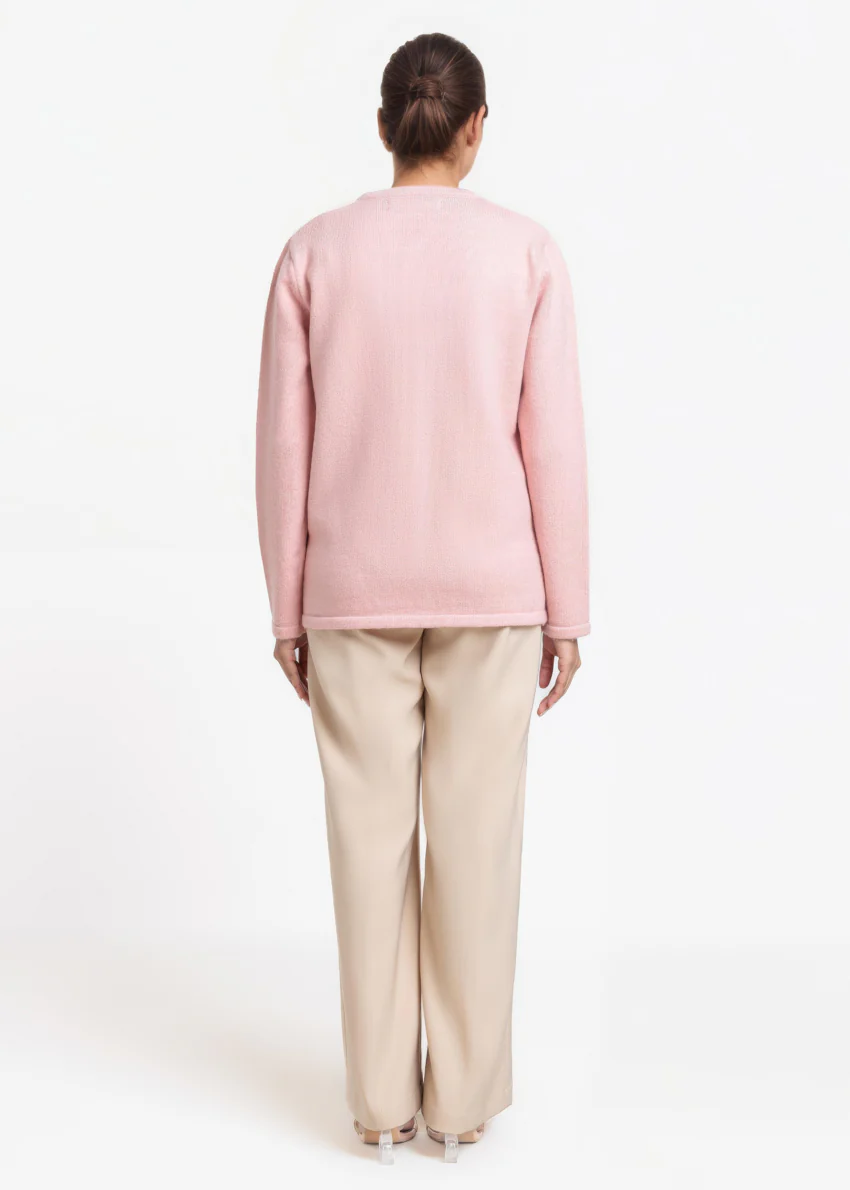 L-Pink-Round Neck Full Sleeves Cardigan Sweater (25Y-031-67) - Image 2