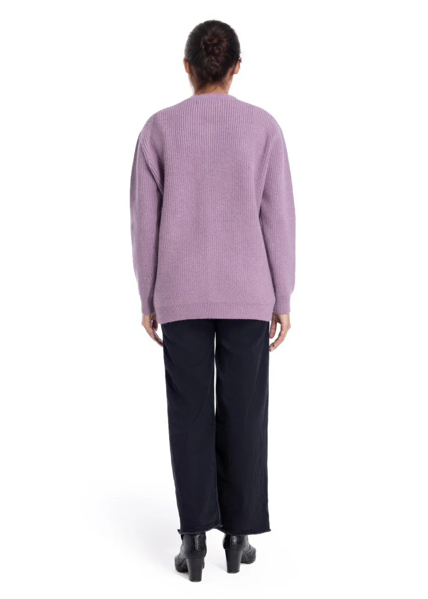 L-Plum-Round Neck Full Sleeves Cardigan Sweater (25Y-035-67) - Image 2