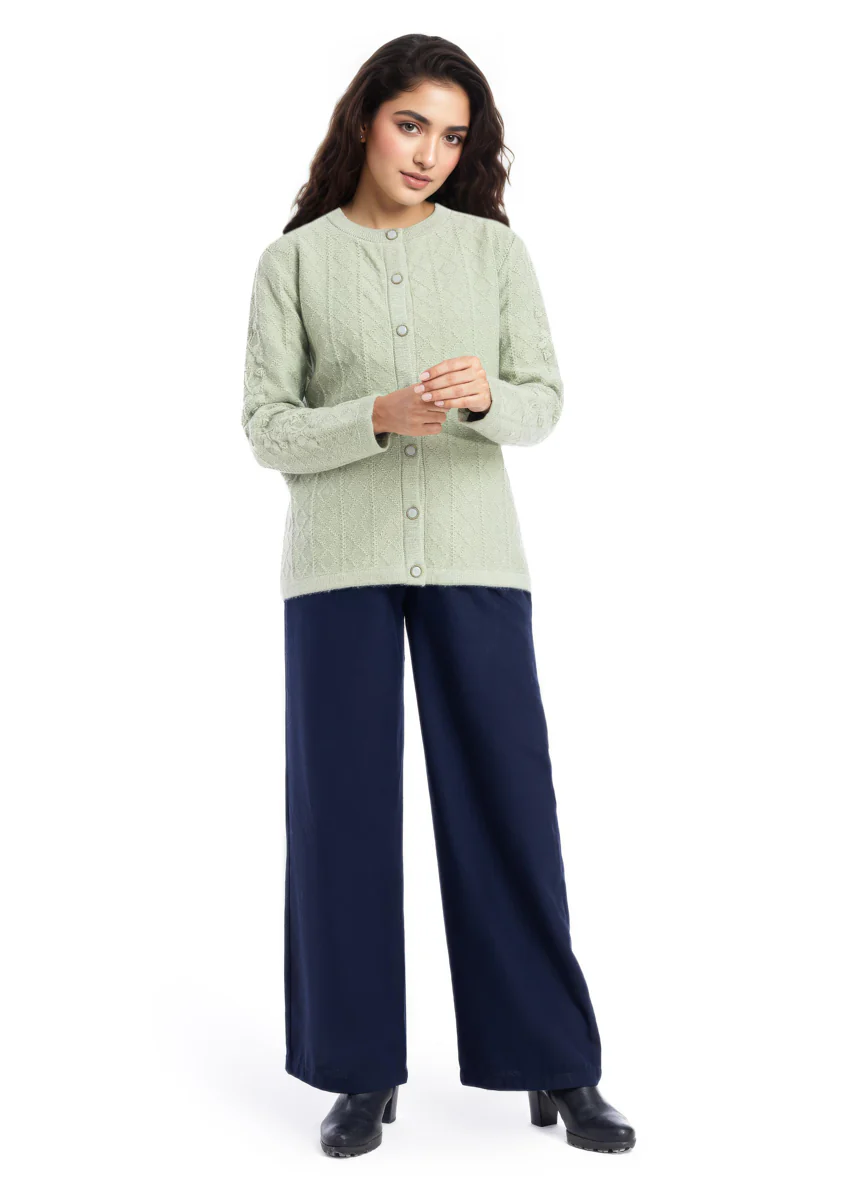 Green-Round Neck Full Sleeves Cardigan Sweater (25Y-036-67) - Image 4