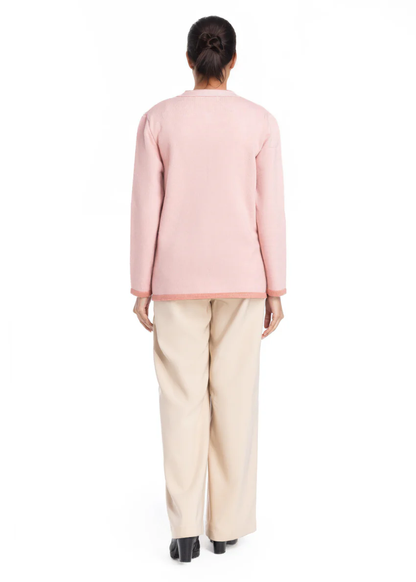 B-Pink-Round Neck Full Sleeves Cardigan Sweater (25Y-037-67) - Image 2