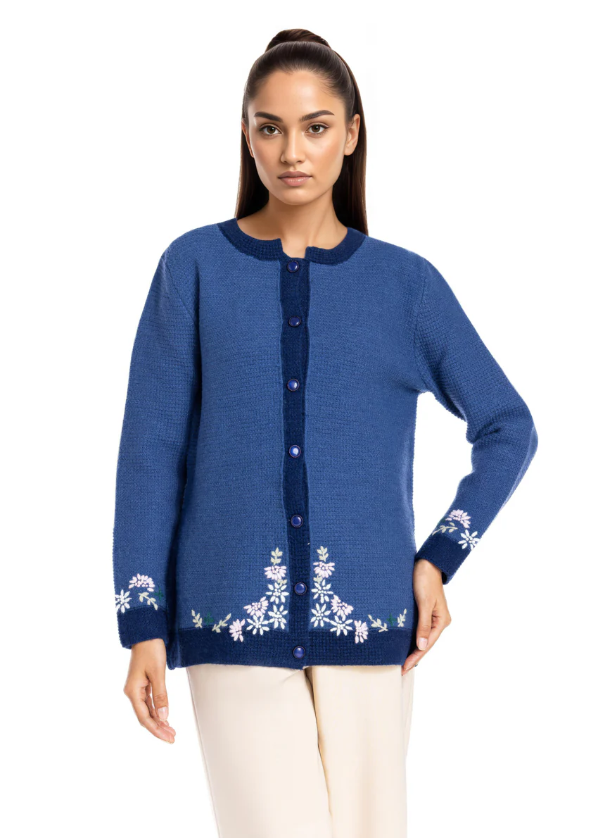 Blue-Round Neck Full Sleeves Cardigan Sweater (25Y-038-67) - Image 5