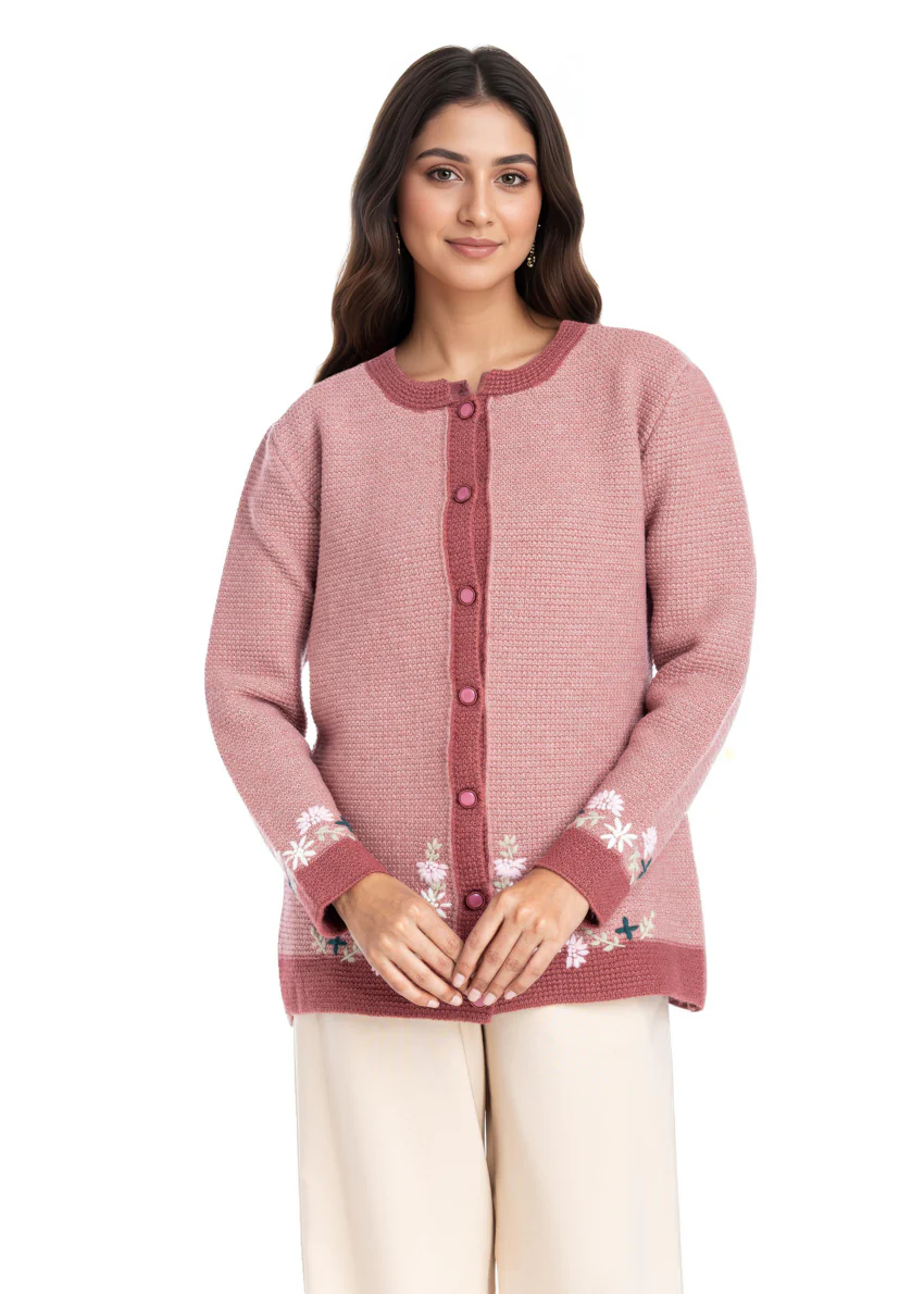 Brick-Round Neck Full Sleeves Cardigan Sweater (25Y-038-67)
